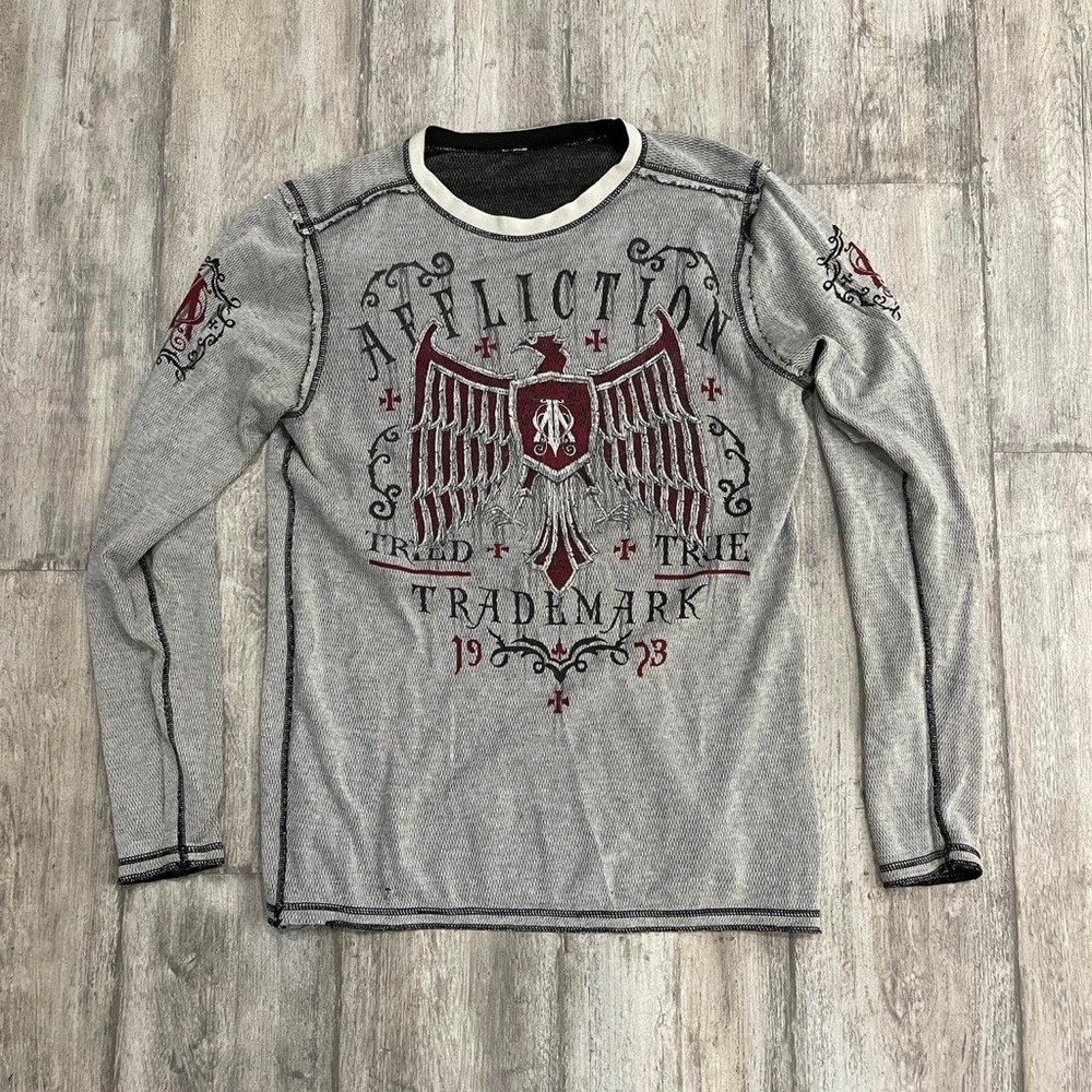 Affliction cyber y2k reversible long sleeve shirt